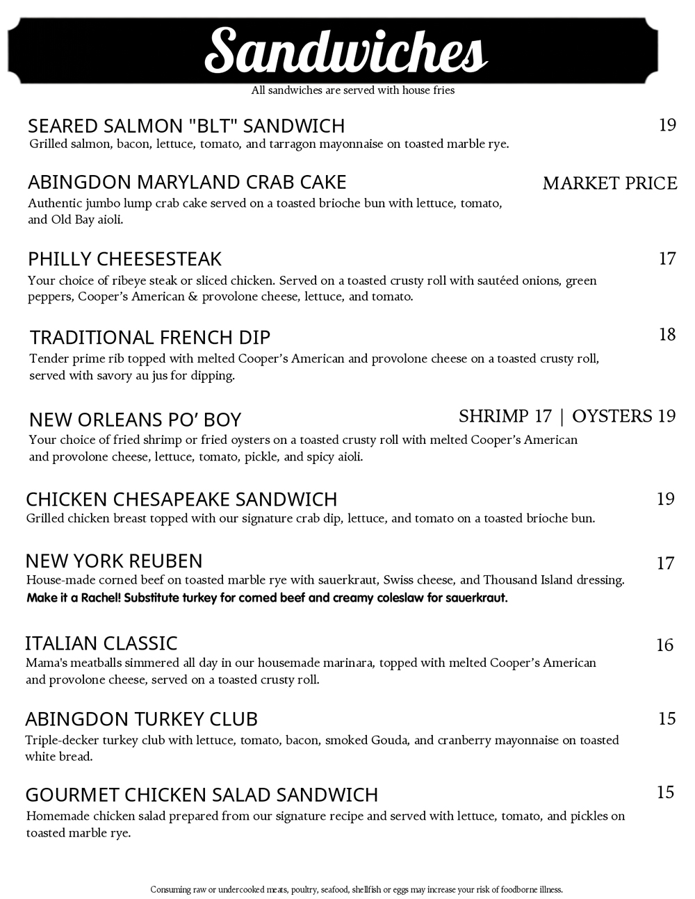 Restaurant Menu Page 3